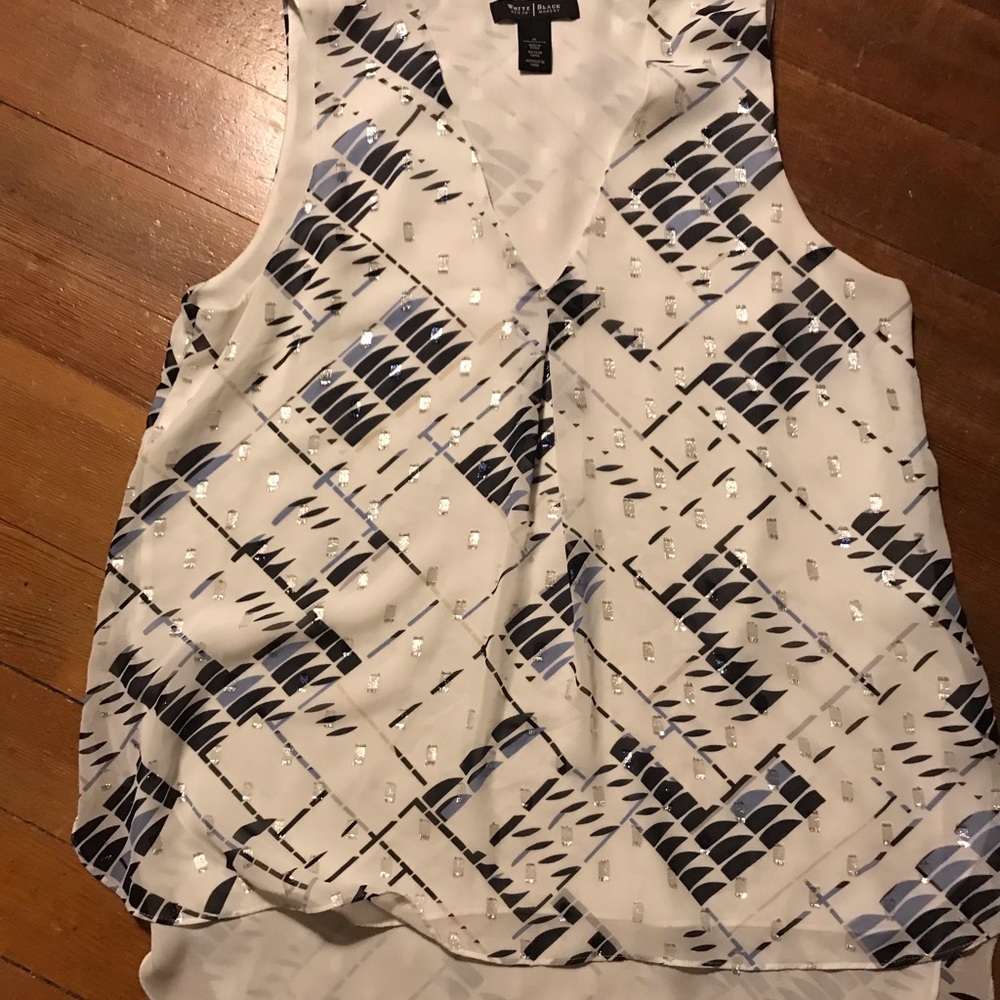 White House black market long sleeveless blouse